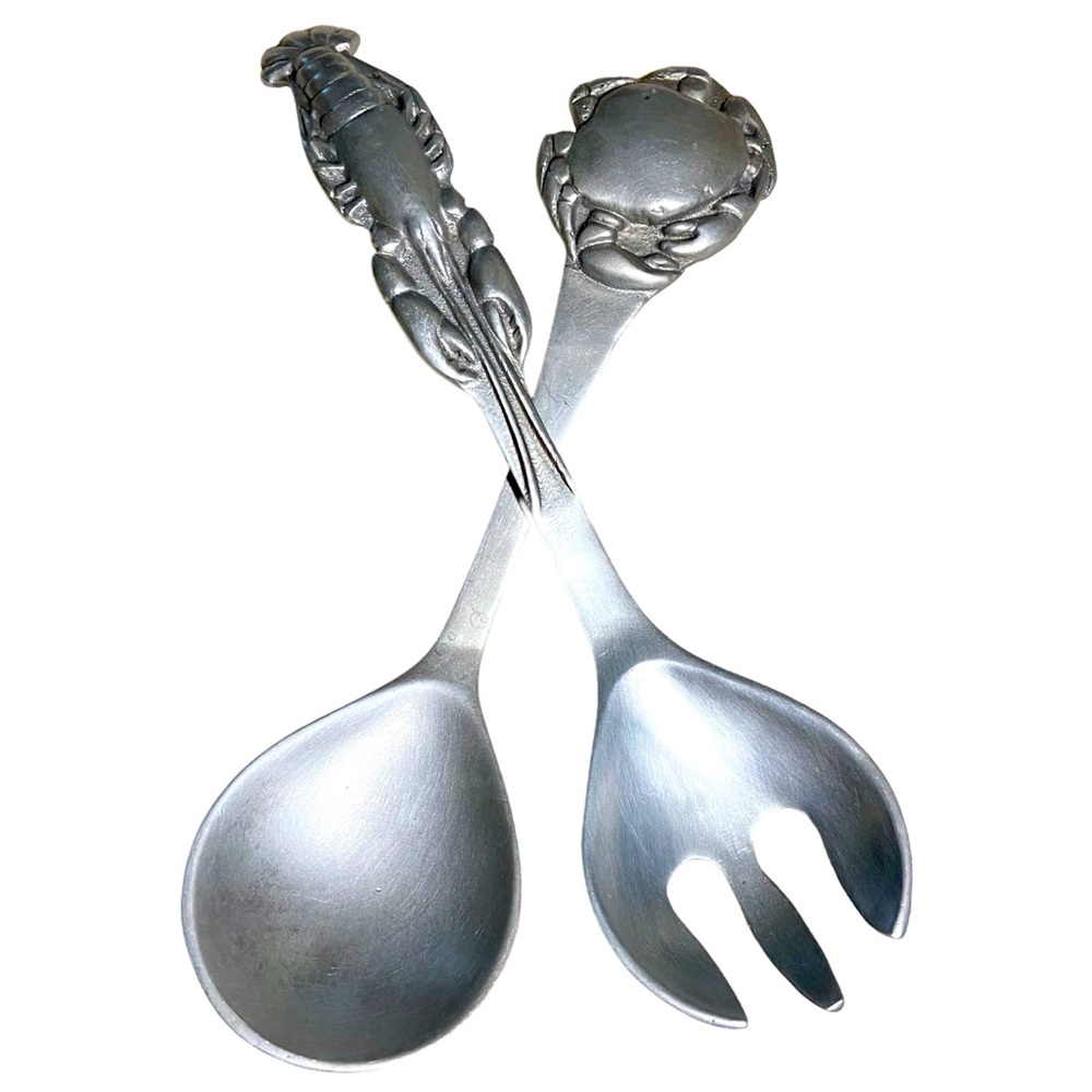 Mariposa Vintage 1996 Lobster and Crab Handle Aluminum Salad Serving Set